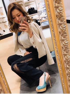 「アイテム（サンダル、グリーン系）」を使った、R&E_REZOY本部staffさん（レディース・160cm）の春コーディネート