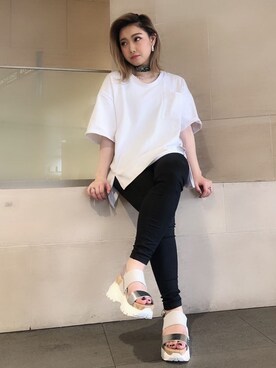 「R&E（アールアンドイー）のアイテム（サンダル）」を使った、R&E_REZOY本部staffさん（レディース・160cm）の春コーディネート