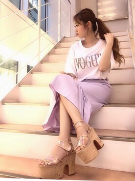 「R&E（アールアンドイー）のアイテム」を使った、R&E_REZOY本部staffさん（レディース・158cm）の春コーディネート