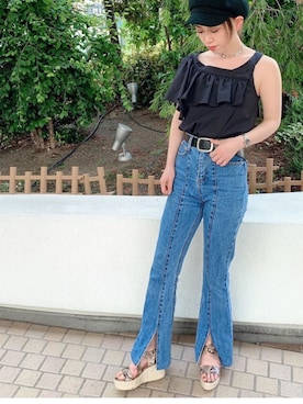 「パイソン柄」｜R&E_REZOY本部staffさん（レディース・160cm）の夏コーディネート