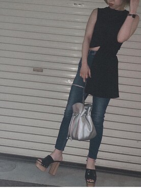 「R&E（アールアンドイー）のアイテム（サンダル）」を使った、R&E_REZOY本部staffさん（レディース・160cm）の夏コーディネート