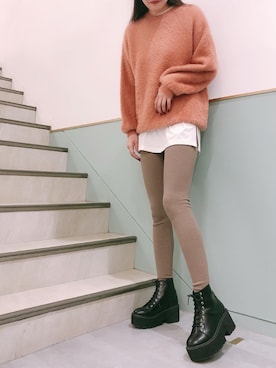 「R&E渋谷109スタッフコーデ」｜「アイテム（ブーツ）」を使った、R&E_REZOY本部staffさん（レディース・164cm）の冬コーディネート