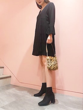 「R&E（アールアンドイー）のアイテム」を使った、R&E_REZOY本部staffさん（レディース・164cm）の冬コーディネート