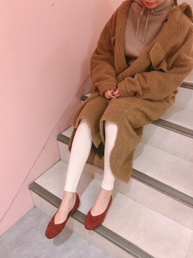 「アイテム（バレエシューズ）」を使った、R&E_REZOY本部staffさん（レディース・160cm）の冬コーディネート