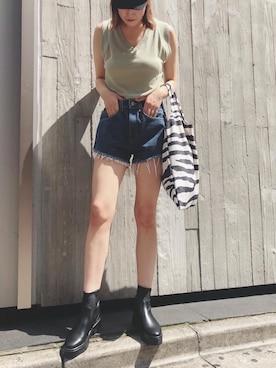 「R&E渋谷109スタッフコーデ」｜「アイテム（ブーツ）」を使った、R&E_REZOY本部staffさん（レディース・164cm）の夏コーディネート