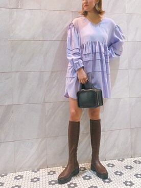 「R&E渋谷109スタッフコーデ」｜「アイテム（ブーツ）」を使った、R&E_REZOY本部staffさん（レディース・164cm）の秋コーディネート
