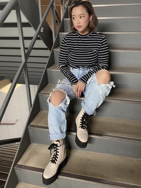 「R&E（アールアンドイー）のアイテム」を使った、R&E_REZOY本部staffさん（レディース・162cm）の秋コーディネート