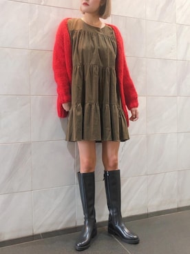 「R&E渋谷109スタッフコーデ」｜「アイテム（ブーツ）」を使った、R&E_REZOY本部staffさん（レディース・164cm）の秋コーディネート
