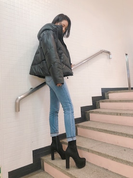 「R&E渋谷109スタッフコーデ」｜R&E_REZOY本部staffさん（レディース・164cm）の冬コーディネート