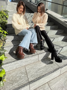 「厚底」｜R&E_REZOY本部staffさん（レディース・164cm）の冬コーディネート