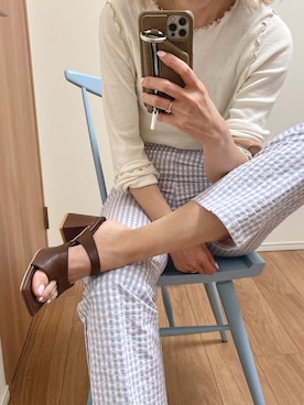 「R&E（アールアンドイー）のアイテム（サンダル）」を使った、R&E_REZOY本部staffさん（レディース・162cm）の春コーディネート