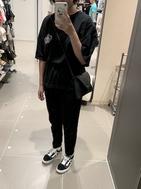 「ロゴシャツ」｜きのこさん（レディース・160cm）の夏コーディネート