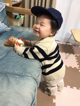「ボーイッシュ」｜「アイテム（ムートンコート）」を使った、☺︎May☺︎さん（キッズ・70cm）の冬コーディネート