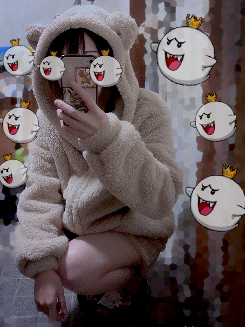 「ベージュコーデ、ルームウェア、tutuanna、もこもこ、かわいい、くま、ベージュ、パジャマ」｜「tutuannaのアイテム（ルームウェア/パジャマ、ベージュ系）」を使った、nekomori 居眠さん（レディース・148cm）の冬コーディネートの1枚目の写真