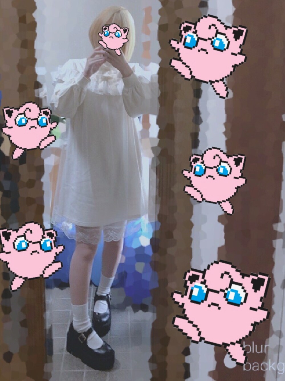 「シンプル、白、ワンピース、レース」｜「mille fille closet by LODISPOTTOのファンタジーチュールミニワンピース / mille fille closet[ミルフィーユクローゼット]（ワンピース、ホワイト系）」を使った、nekomori 居眠さん（レディース・148cm）の春コーディネートの1枚目の写真