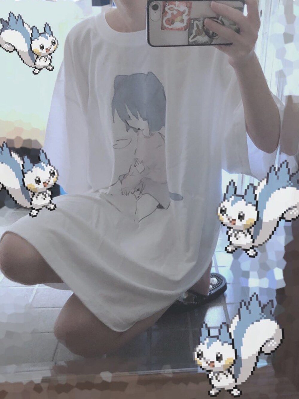 「楽チンコーデ、部屋着、Tシャツ、カジュアル、ワンピース、ビッグシルエット」｜「ゆーきんのアイテム（Tシャツ/カットソー、ホワイト系）」を使った、nekomori 居眠さん（レディース・148cm）の夏コーディネートの1枚目の写真