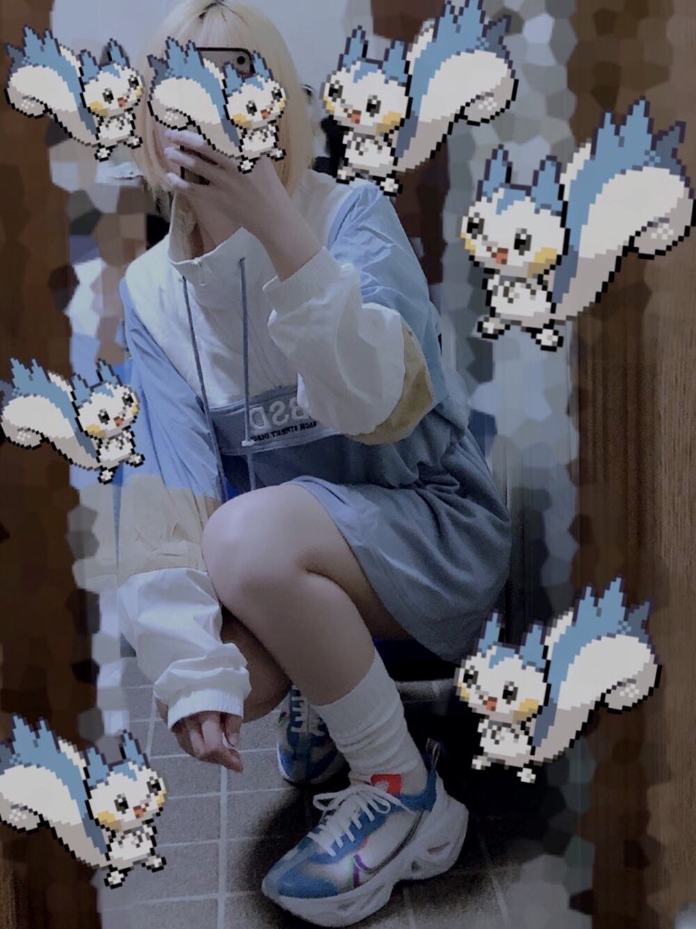 「おしゃれさんと繋がりたい、ワンピース、スポーツミックス、スニーカーコーデ、水色、アノラック、one spo、NIKE」｜「onespoのアイテム（ワンピース/ドレス、ブルー系）」を使った、nekomori 居眠さん（レディース・148cm）の夏コーディネートの1枚目の写真