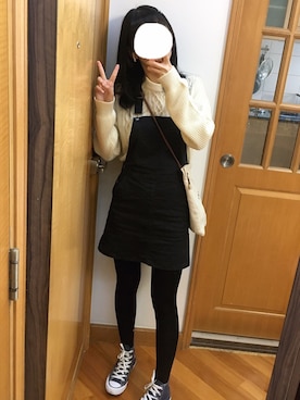 「アイテム（タイツ/ストッキング、ホワイト系）」を使った、pikaさん（レディース・166cm）の冬コーディネート