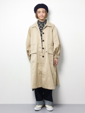 「RANDA（ランダ）のアイテム（ステンカラーコート）」を使った、ずちに。さん（レディース・160cm）の冬コーディネート