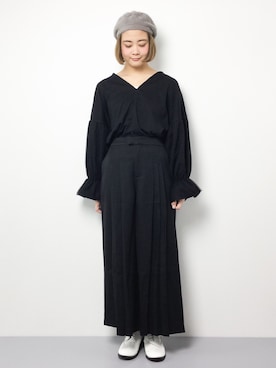 「coca（coca）（コカ）のセンタープリーツロングパンツ（その他パンツ）」を使った、ずちに。さん（レディース・160cm）の冬コーディネート