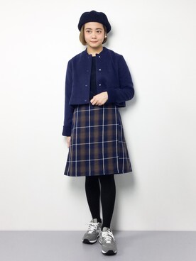 「ショート丈トップス」｜「アイテム（スタジャン）」を使った、ずちに。さん（レディース・160cm）の冬コーディネート