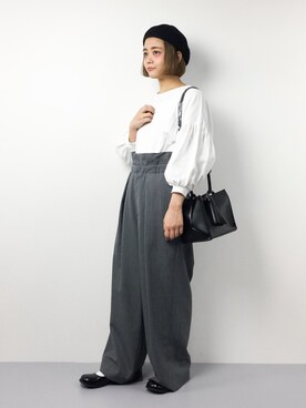 「バルーンスリーブ」｜ずちに。さん（レディース・160cm）の冬コーディネート