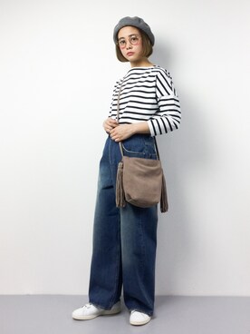 「rienda（リエンダ）のアイテム（キャップ）」を使った、ずちに。さん（レディース・160cm）の冬コーディネート