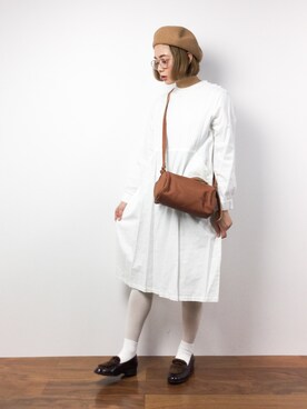シャツワンピースを使った 白タイツ 白ソックス の人気ファッションコーディネート Wear
