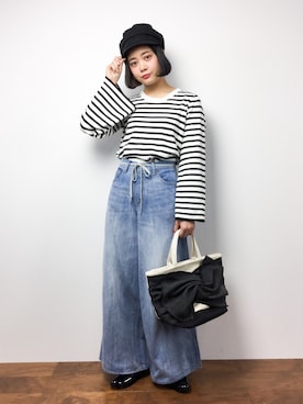 「袖ボリューム」｜「アイテム（キャスケット）」を使った、ずちに。さん（レディース・160cm）の冬コーディネート