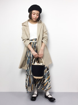 「ひざ丈スカート」｜「アイテム（その他アウター）」を使った、ずちに。さん（レディース・160cm）の春コーディネート