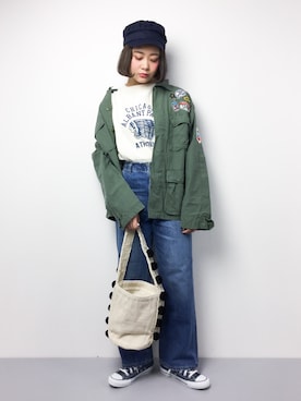 「ROTHCO（ロスコ）のアイテム（ブルゾン）」を使った、ずちに。さん（レディース・160cm）の春コーディネート