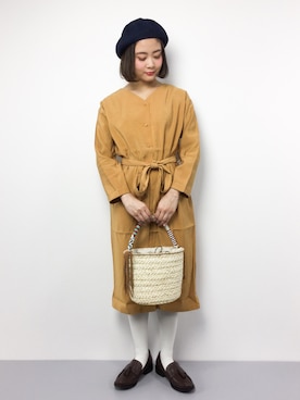 「cache cache（カシュ カシュ）のアイテム（かごバッグ）」を使った、ずちに。さん（レディース・160cm）の春コーディネート