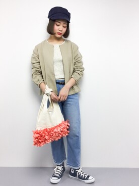 「Samansa Mos2（サマンサ モスモス）のアイテム（ジャケット/アウター）」を使った、ずちに。さん（レディース・160cm）の春コーディネート