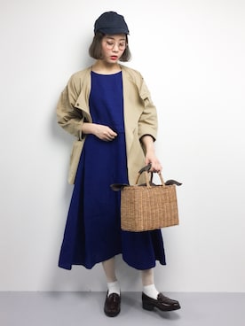 「PAR ICI（パーリッシィ）のアイテム（帽子）」を使った、ずちに。さん（レディース・160cm）の春コーディネート