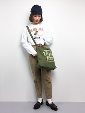 「PAR ICI（パーリッシィ）のアイテム（帽子）」を使った、ずちに。さん（レディース・160cm）の春コーディネート