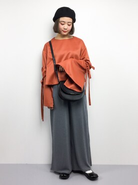 「アイテム（その他トップス、ブラウン系）」を使った、ずちに。さん（レディース・160cm）の春コーディネート