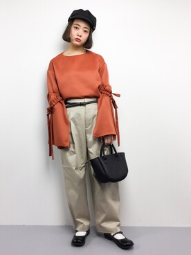 「アイテム（その他トップス、ブラウン系）」を使った、ずちに。さん（レディース・160cm）の春コーディネート