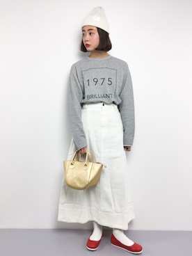 「靴下チラ見せ」｜「アイテム（ニットキャップ/ビーニー）」を使った、ずちに。さん（レディース・160cm）の春コーディネート