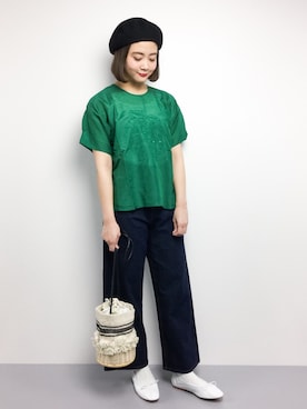 「靴下チラ見せ」｜「アイテム（バレエシューズ）」を使った、ずちに。さん（レディース・160cm）の春コーディネート