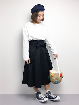 「Luz Llena（ラズレナ）のアイテム（ハンチング/ベレー帽）」を使った、ずちに。さん（レディース・160cm）の春コーディネート