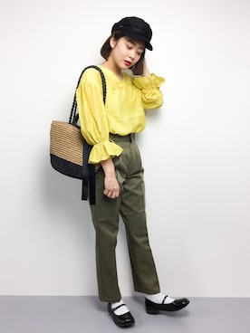 「PUNYUS（プニュズ）のアイテム（帽子）」を使った、ずちに。さん（レディース・160cm）の春コーディネート