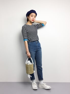 「SUPER HAKKA（スーパーハッカ）のアイテム（帽子）」を使った、ずちに。さん（レディース・160cm）の春コーディネート