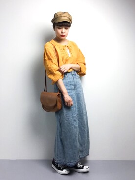 「URBAN RESEARCH（アーバンリサーチ）のアイテム（デニムスカート）」を使った、ずちに。さん（レディース・160cm）の春コーディネート