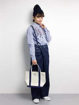 「DOLLUPOOPS（ドールアップウップス）のアイテム（パンツ）」を使った、ずちに。さん（レディース・160cm）の春コーディネート