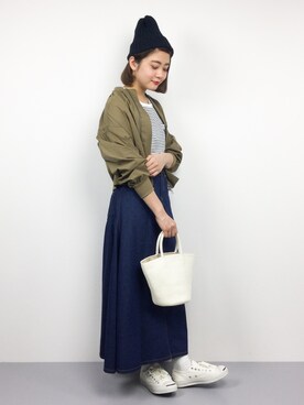 「STUDIOUS（ステュディオス）のアイテム（ブルゾン）」を使った、ずちに。さん（レディース・160cm）の春コーディネート