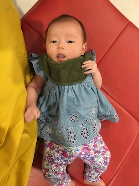 「GAP（ギャップ）のアイテム（チュニック）」を使った、aruさん（キッズ・50cm）の夏コーディネート