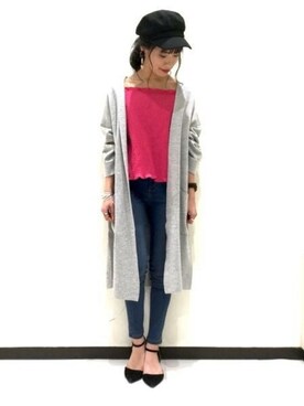 「JEANASIS（ジーナシス）のアイテム（キャスケット）」を使った、JEANASIS　長崎店STAFFさん（レディース・156cm）の春コーディネート