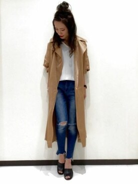 「JEANASIS（ジーナシス）のアイテム（トレンチコート）」を使った、JEANASIS　長崎店STAFFさん（レディース・156cm）の春コーディネート