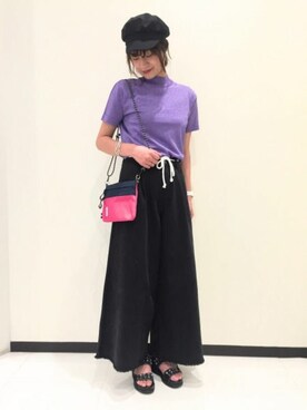 「JEANASIS（ジーナシス）のアイテム（キャスケット）」を使った、JEANASIS　長崎店STAFFさん（レディース・156cm）の夏コーディネート