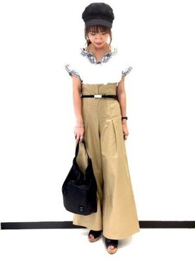 「JEANASIS（ジーナシス）のアイテム（キャスケット）」を使った、JEANASIS　長崎店STAFFさん（レディース・156cm）の夏コーディネート